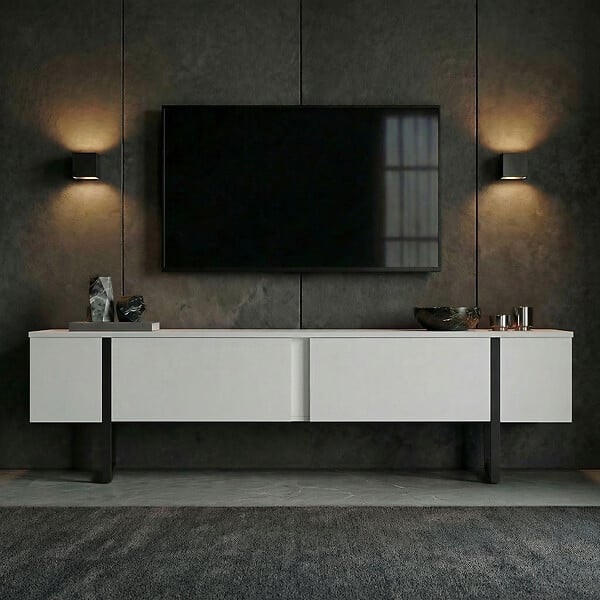 HABITAT ET JARDIN - Meuble TV en bois "Onera" - 180 x 30 x 45 cm - WhiteBlack - large