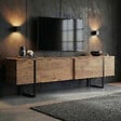 HABITAT ET JARDIN - Meuble TV en bois "Onera" - 180 x 30 x 50 cm - Pin Atlantique / Noir - vignette