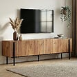 HABITAT ET JARDIN - Meuble TV en bois "Nexus" - 180 x 30 x 45 cm - Pin Atlantique / Noir - vignette