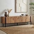 HABITAT ET JARDIN - Meuble TV en bois "Nexus" - 180 x 30 x 45 cm - Pin Atlantique / Noir - vignette