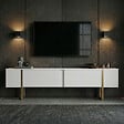 HABITAT ET JARDIN - Meuble TV en bois "Onera" - 180 x 30 x 50 cm - Blanc / Or - vignette