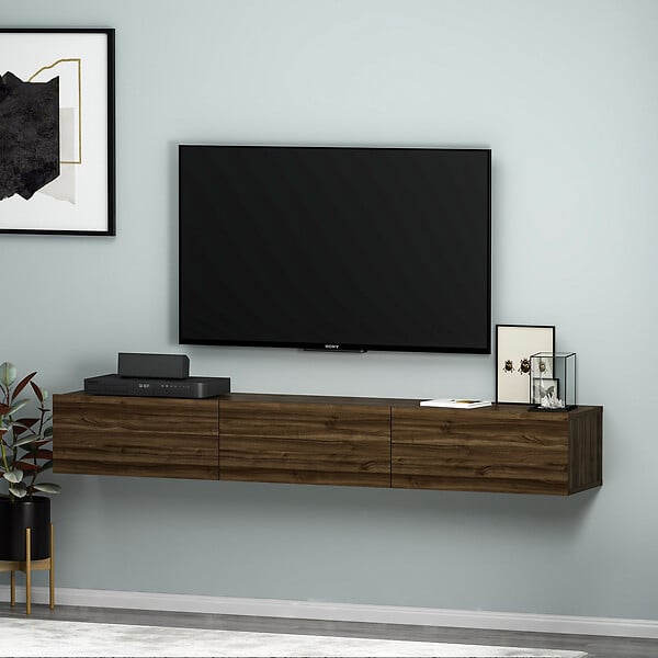 HABITAT ET JARDIN - Meuble TV en bois "Terra" - 31 x 180 x 26 cm - Noyer - large