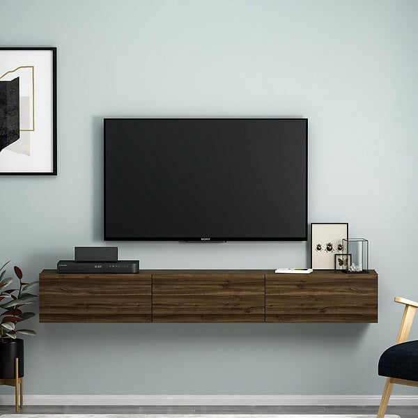 HABITAT ET JARDIN - Meuble TV en bois "Terra" - 31 x 180 x 26 cm - Noyer - large