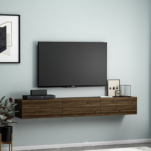 HABITAT ET JARDIN - Meuble TV en bois "Terra" - 31 x 180 x 26 cm - Noyer - large