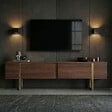 HABITAT ET JARDIN - Meuble TV en bois "Onera" - 180 x 30 x 50 cm - Noyer / Or - vignette