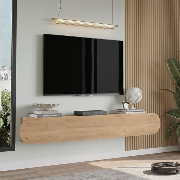 HABITAT ET JARDIN - Meuble TV en bois "LUM1" - 180 x 31 x 29 cm - Beige - large