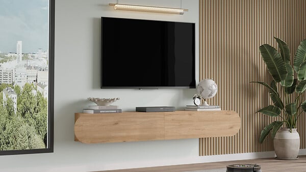 HABITAT ET JARDIN - Meuble TV en bois "LUM1" - 180 x 31 x 29 cm - Beige - large