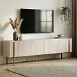 HABITAT ET JARDIN - Meuble TV en bois "Nexus" - 180 x 30 x 45 cm - Travertin / Or - vignette