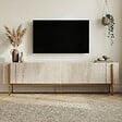 HABITAT ET JARDIN - Meuble TV en bois "Nexus" - 180 x 30 x 45 cm - Travertin / Or - vignette