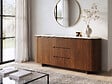 HABITAT ET JARDIN - Buffet en bois avec plateau en céramique "Stonea" - 180 x 40 x 85 cm - Marron - vignette