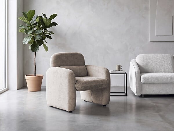 HABITAT ET JARDIN - Fauteuil lounge en tissu chiné "Cozmo" - 78 x 79 x 77 cm - Beige - large