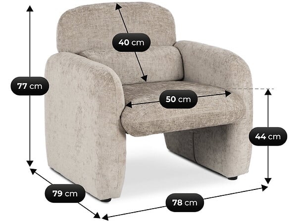 HABITAT ET JARDIN - Fauteuil lounge en tissu chiné "Cozmo" - 78 x 79 x 77 cm - Beige - large