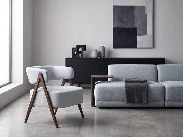 HABITAT ET JARDIN - Fauteuil avec structure imitation bois "Astra" - Gris clair - large