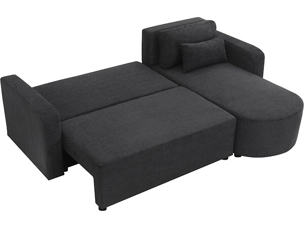 HABITAT ET JARDIN - Canapé d'angle convertible/réversible en tissu "Charles" - 3 places - Noir - large