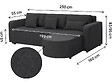 HABITAT ET JARDIN - Canapé d'angle convertible/réversible en tissu "Charles" - 3 places - Noir - vignette