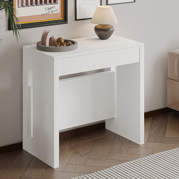 HABITAT ET JARDIN - Table repas extensible en bois "Nivo" - 80 x 44 x 76 cm - Blanc - large