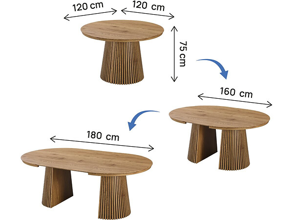 HABITAT ET JARDIN - Table à manger extensible en bois "Sylva" - 120/200 cm - 4 à 8 places - Marron - large