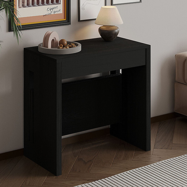 HABITAT ET JARDIN - Table repas extensible en bois "Nivo" - 80 x 44 x 76 cm - Noir - large