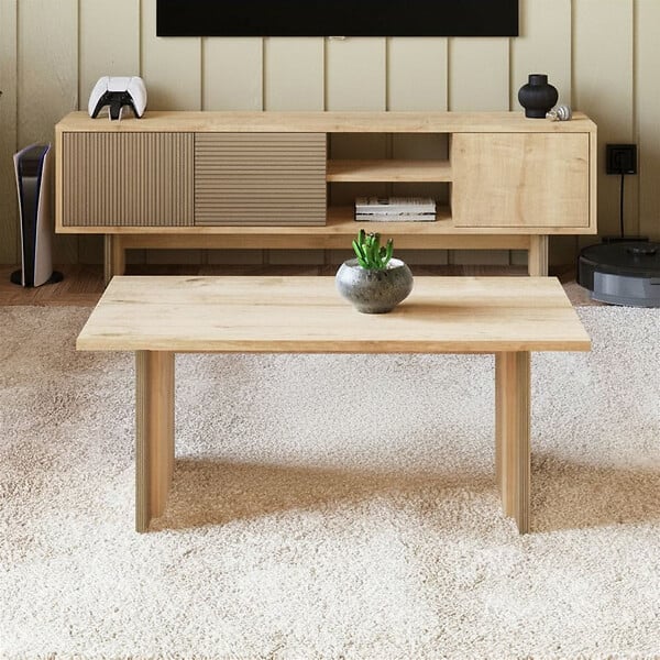 HABITAT ET JARDIN - Table basse en bois "Ravello" - 90 x 50 x 40 cm - Beige - large