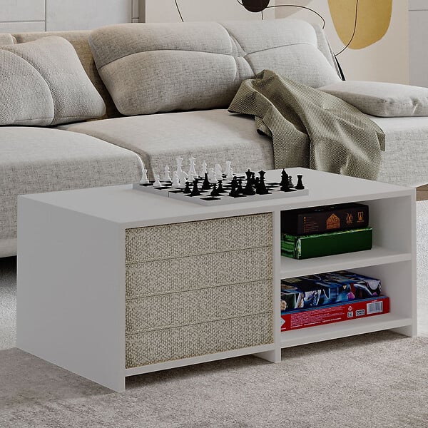 HABITAT ET JARDIN - Table basse en bois "Gord" - 90 x 45 x 44 cm - Blanc - large