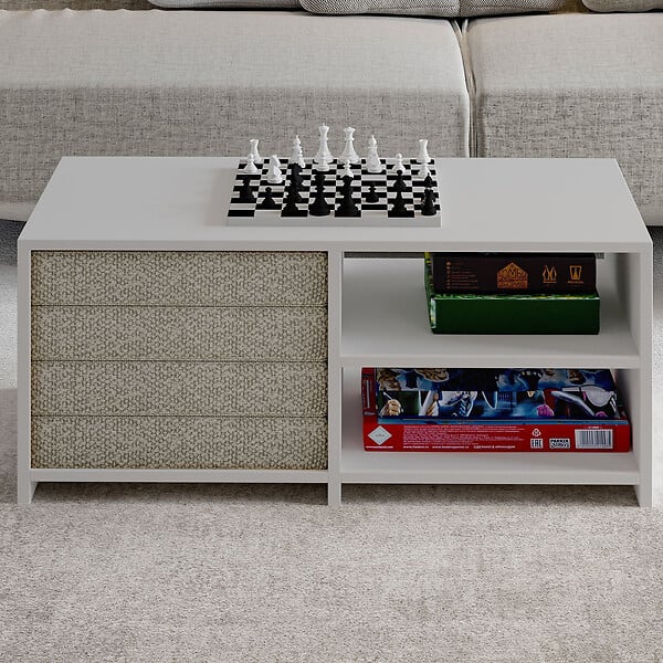 HABITAT ET JARDIN - Table basse en bois "Gord" - 90 x 45 x 44 cm - Blanc - large