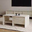 HABITAT ET JARDIN - Table basse en bois "Laris" - 90 x 45 x 35 cm - Travertin - vignette