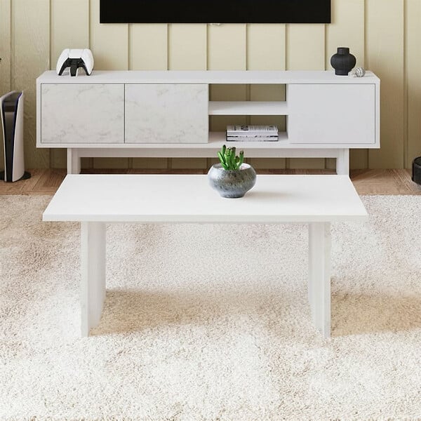 HABITAT ET JARDIN - Table basse en bois "Ravello" - 90 x 50 x 40 cm - Blanc - large