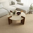 HABITAT ET JARDIN - Table basse en bois "Avoure" - 90 x 90 x 35 cm - Travertin - vignette