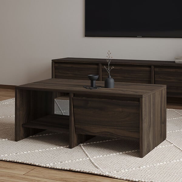 HABITAT ET JARDIN - Table basse en bois "Laris" - 90 x 45 x 35 cm - Marron - large