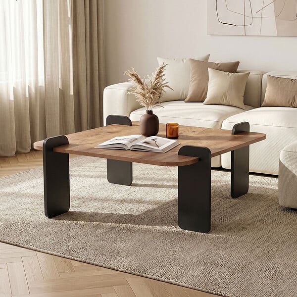 HABITAT ET JARDIN - Table basse en bois "Marais" - 90 x 90 x 35 cm - Marron clair - large