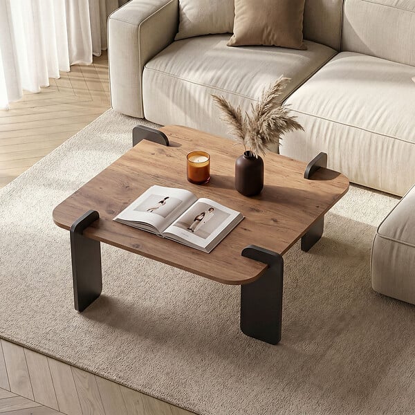 HABITAT ET JARDIN - Table basse en bois "Marais" - 90 x 90 x 35 cm - Marron clair - large