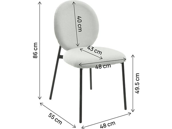 HABITAT ET JARDIN - Lot de 2 chaises de salle à manger en métal "Perla" - Gris clair - large