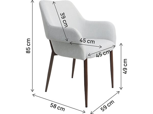 HABITAT ET JARDIN - Lot de 2 chaises de salle à manger avec accoudoirs "Jade" - Gris clair - large
