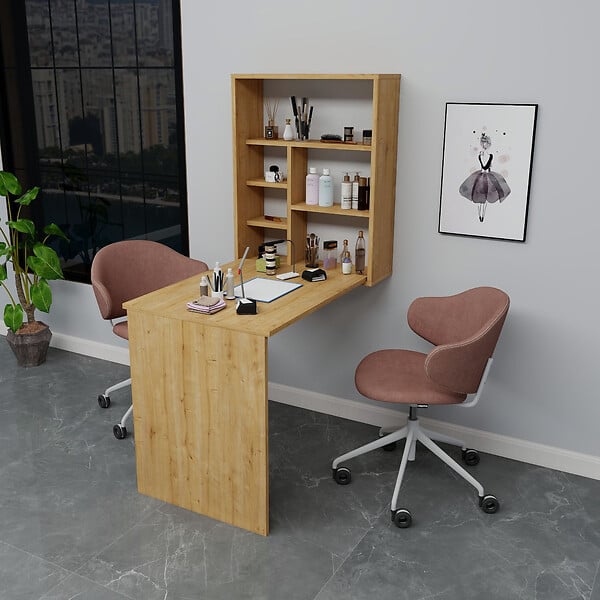 HABITAT ET JARDIN - Table de maquillage en bois "Sedir" - 90 x 59 x 74 cm - Beige - large