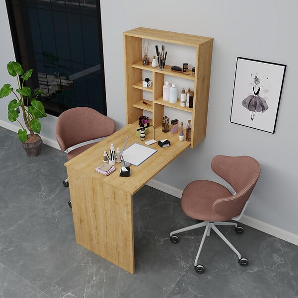 HABITAT ET JARDIN - Table de maquillage en bois "Sedir" - 90 x 59 x 74 cm - Beige - large