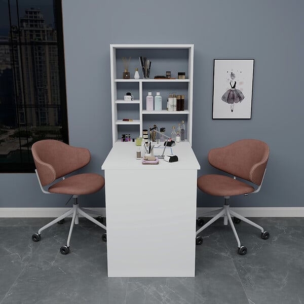 HABITAT ET JARDIN - Table de maquillage en bois "Sedir" - 90 x 59 x 74 cm - Blanc - large