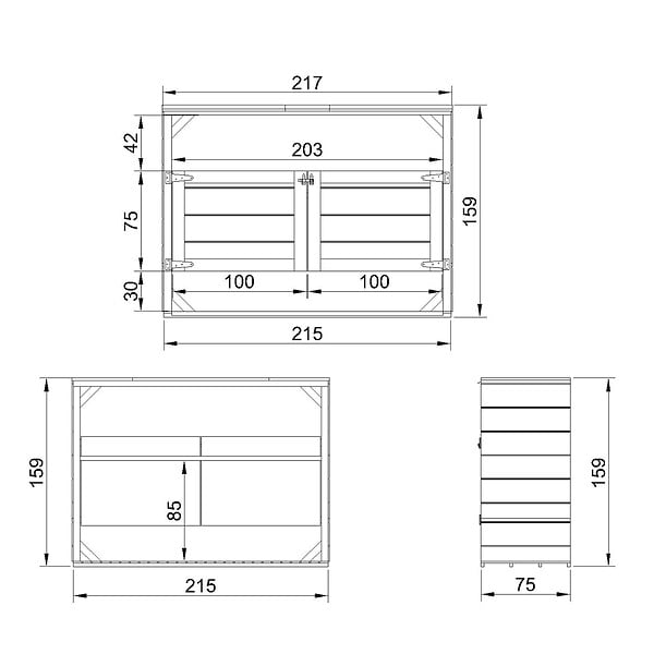 TIMBELA - Abri de jardin pour poubelles 3x240L TIMBELA M982A-CAVERN STEEL - large