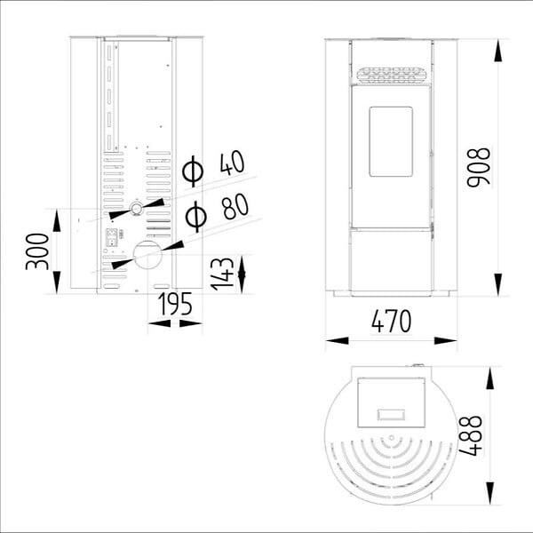 INTERSTOVES - Pack Poêle à granules LEANDRO 9 Etanche + Kit Conduit Ventouse (sortie façade) - - large