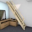 KORDO - Rampe escalier droit 2 lisses - Sapin - 2,7x6,5cm - vignette