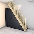 KORDO - Rampe escalier droit balustres rectangles - Sapin - vignette