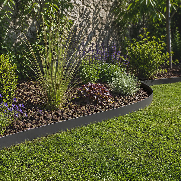 GT GARDEN - Bordure de jardin flexible grise - 15 cm x 6 mètres - large