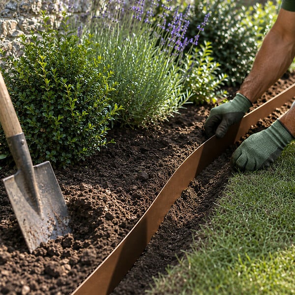 GT GARDEN - Bordure de jardin flexible marron - 15 cm x 6 mètres - large