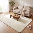 VOUNOT - Tapis de salon poils ras doux antiderapant 160x230cm uni beige - vignette