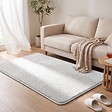 VOUNOT - Tapis de salon poils ras doux antiderapant 120x160cm uni crème - vignette