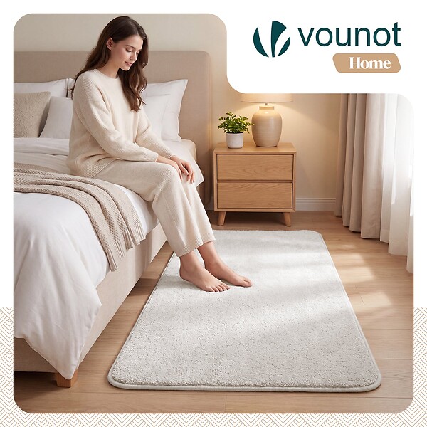 VOUNOT - Tapis de salon poils ras doux antiderapant 120x160cm uni crème - large