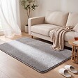 VOUNOT - Tapis de salon poils ras doux antiderapant 120x160cm uni gris - vignette
