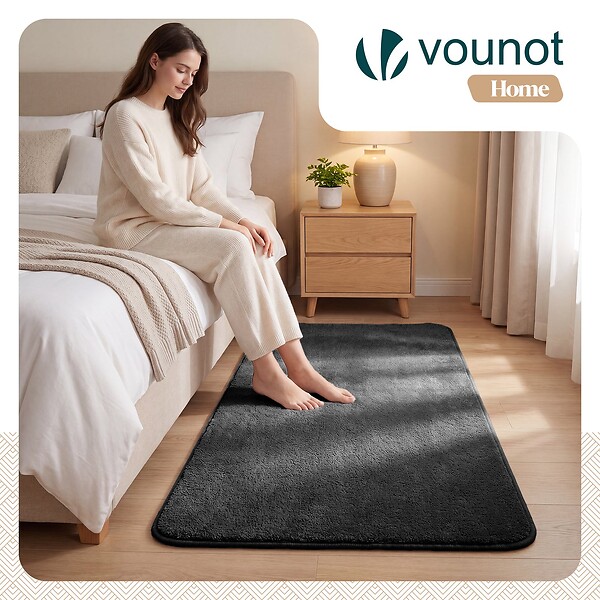 VOUNOT - Tapis de salon poils ras doux antiderapant 120x160cm uni anthracite - large
