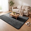 VOUNOT - Tapis de salon poils ras doux antiderapant 140x200cm uni anthracite - vignette