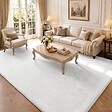 VOUNOT - Tapis de salon poils ras doux antiderapant 240x340cm uni crème - vignette