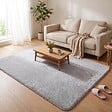 VOUNOT - Tapis de salon poils ras doux antiderapant 160x230cm uni gris - vignette